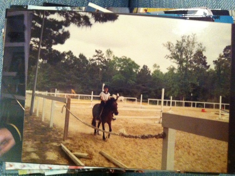 Kathryn riding a horse at the barn circa 1991