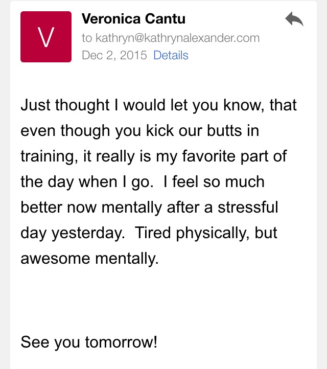 Testimonial from client Veronica who got strong and healthy with online personal training from Alexander Training.