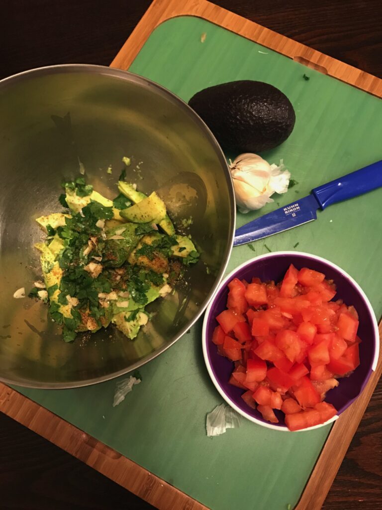 Guacamole ingredients for Super Bowl party
