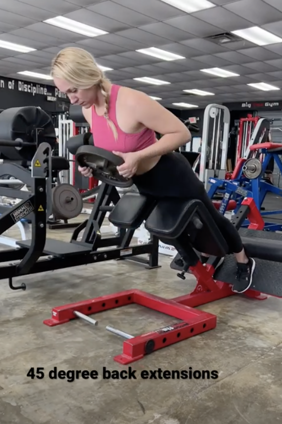 back extension machine demonstrated by Kathryn Alexander, personal trainer in Austin, Texas.