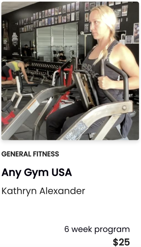 Any Gym USA Training Program by Kathryn Alexander personal trainer in Austin