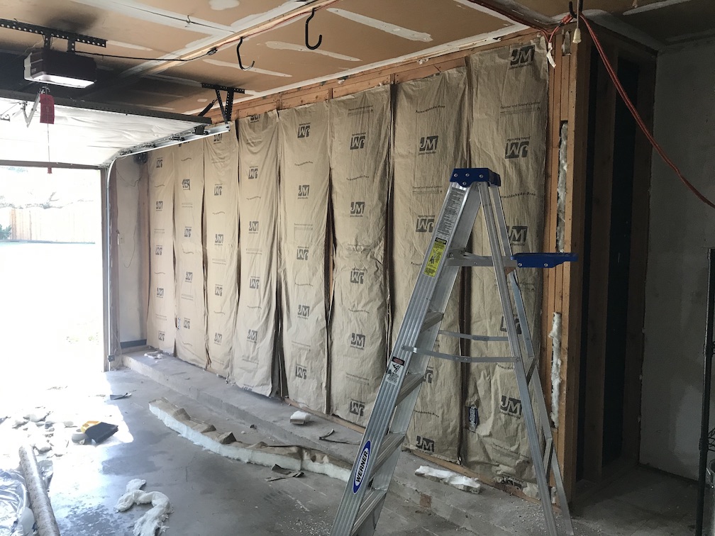 fiberglass insulation in garage gym walls