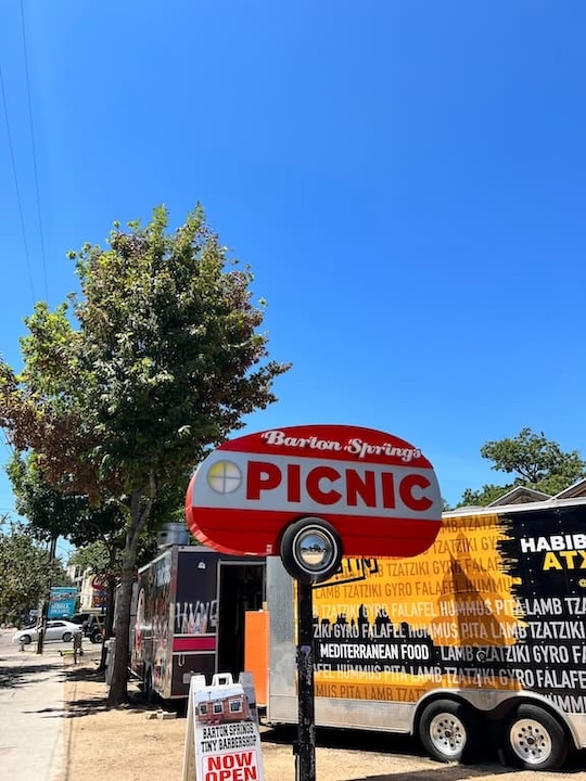 things to do outside in Austin. Food truck park near Barton Springs