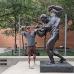 Chris Rios, Austin personal trainer at Arnold Schwarzenegger statue
